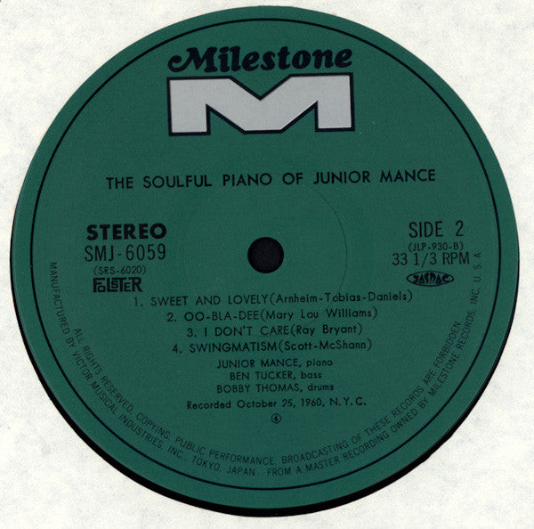 The Soulful Piano Of Junior Mance