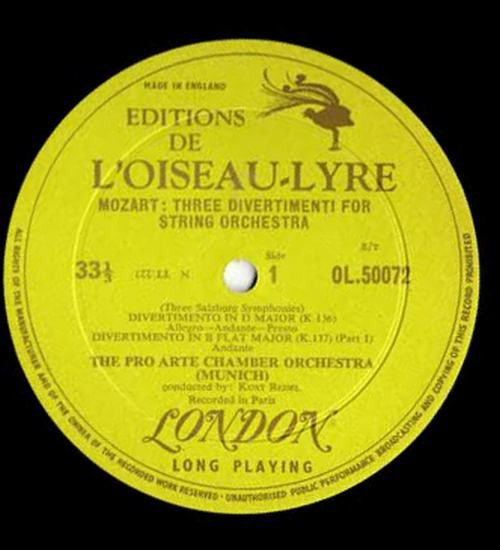 Release: Trois Symphonies de Salzbourg (Divertimenti K 136, 137, 138)-Vinyl-UK-1958-OL.50072, OL 50072-9297681