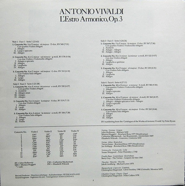 L'Estro Armonico 12 Concertos, Op. 3