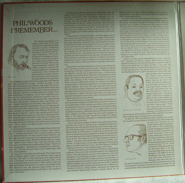 Master Release: I Remember by Phil Woods