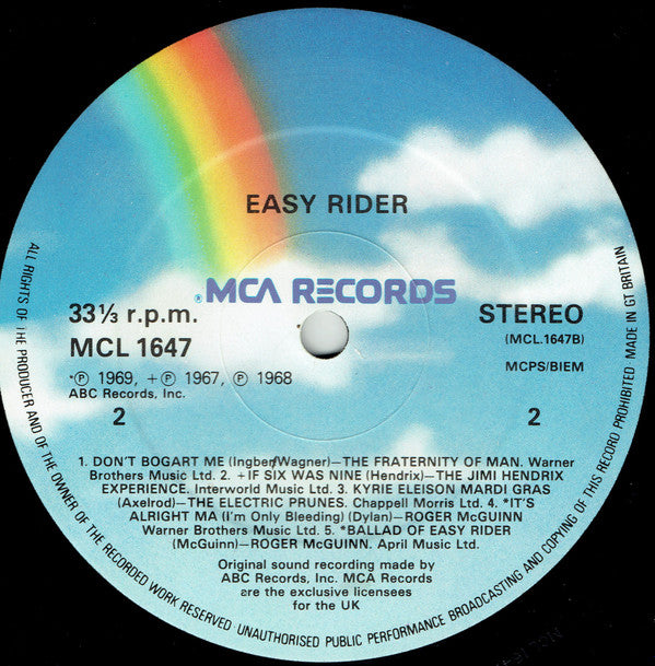 Songs Performed In The Motion Picture Easy Rider