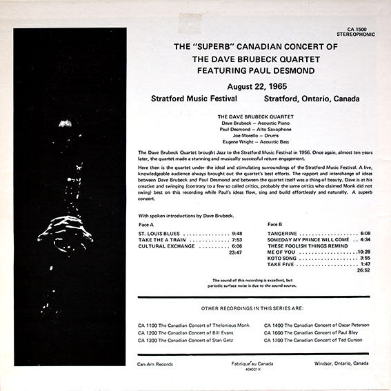 The Canadian Concert Of Dave Brubeck