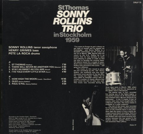 St Thomas - Sonny Rollins Trio In Stockholm 1959