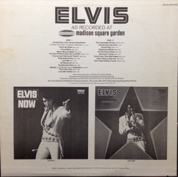 Release: Elvis As Recorded At Madison Square Garden-Vinyl-US-1972-LSP-4776-1619790