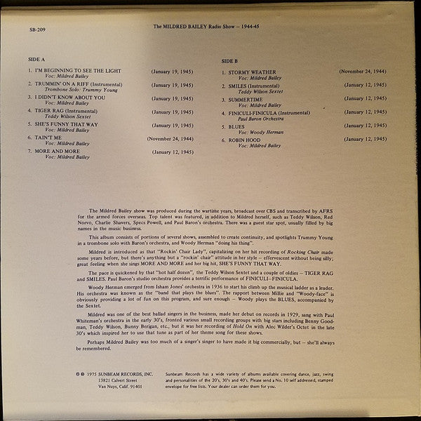 The Mildred Bailey Radio Show - 1944-1945