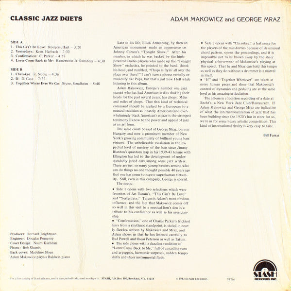 Master Release: Classic Jazz Duets by Adam Makowicz