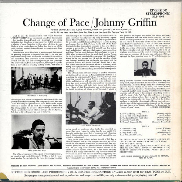 Master Release: Change Of Pace by Johnny Griffin