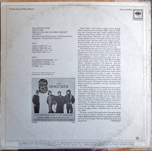 Master Release: Vol.2  Collector's Item How It Was by Grace Slick