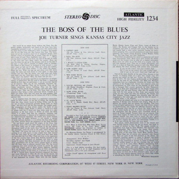 Release: The Boss Of The Blues Sings Kansas City Jazz-Vinyl-US-None-1234-5427424