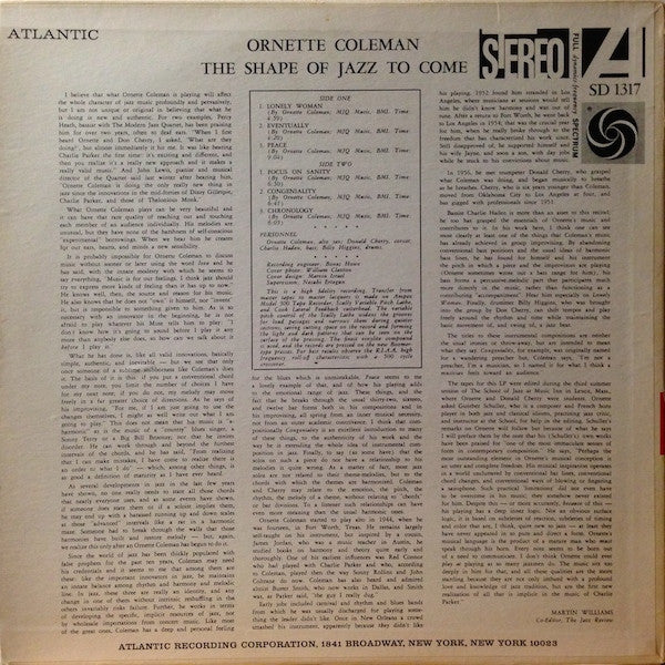 Release: The Shape Of Jazz To Come-Vinyl-US-1975-1317, SD 1317-6924522