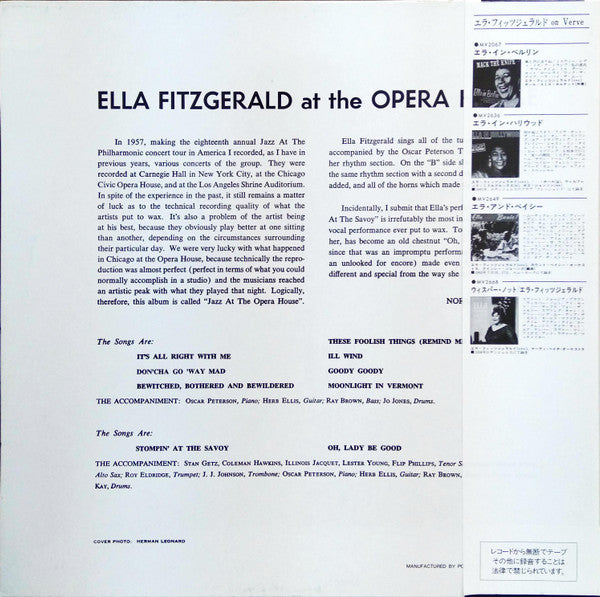 Ella Fitzgerald At The Opera House