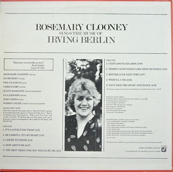 Release: Sings The Music Of Irving Berlin-Vinyl-US-1984-CJ-255-2639466