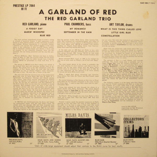 Master Release: A Garland Of Red by The Red Garland Trio