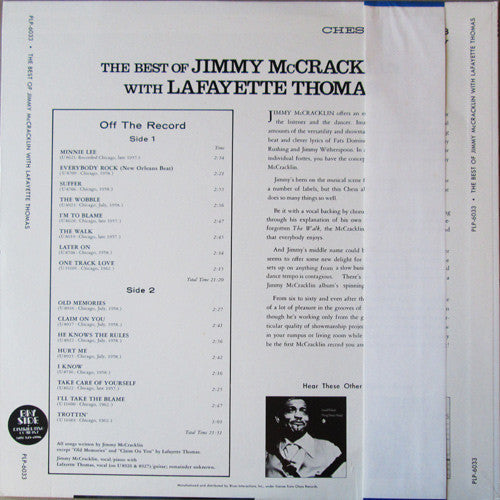 Release: The Best Of Jimmy McCracklin With Lafayette Thomas-Vinyl-Japan-1984-PLP 6033, PLP-6033-3831160