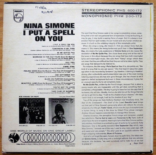 Release: I Put A Spell On You-Vinyl-US-1970-PHS 600-172, PHS-600-172-8293848