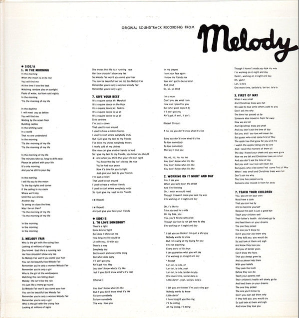 Original Soundtrack Recording From "Melody" = ヘラルド映画「小さな恋のメロディ、オリジナル・サウンドトラック小さな恋のメロディ