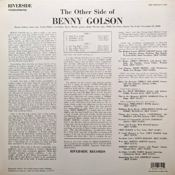 Release: The Other Side Of Benny Golson-Vinyl-US-1990-OJC-1750, RLP-12-290-3096156