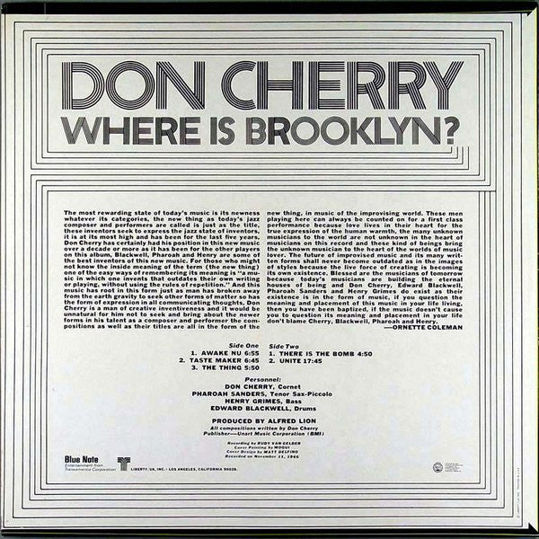 Master Release: Where Is Brooklyn? by Don Cherry