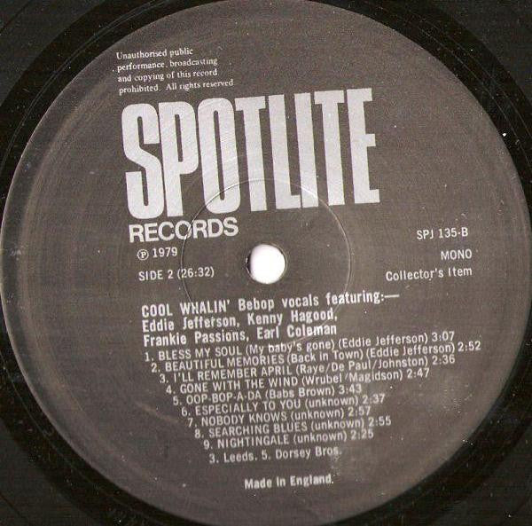 Cool Whalin' - Be Bop Vocals, Rare And Unissued Material