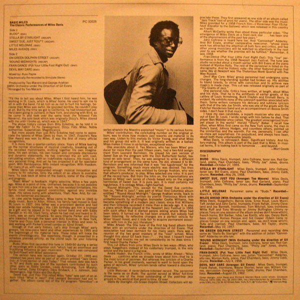 Release: Basic Miles - The Classic Performances Of Miles Davis-Vinyl-US-1973-PC 32025-1268991
