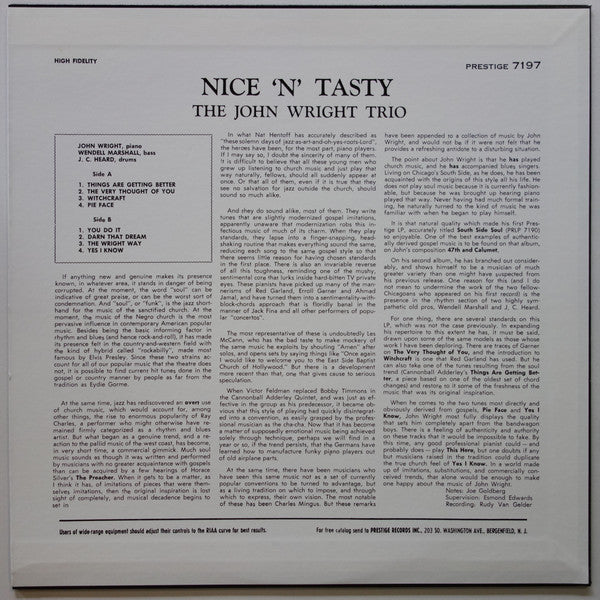 Master Release: Nice 'N' Tasty by The John Wright Trio