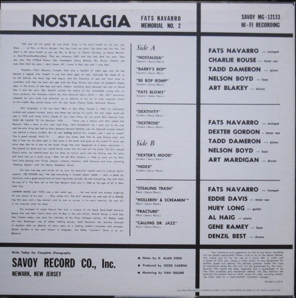 Master Release: Nostalgia (Fats Navarro Memorial No. 2) by Fats Navarro