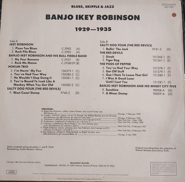 Release: Blues, Skiffle & Jazz 1929-1935-Vinyl-Austria-1986-DLP 509-22614278