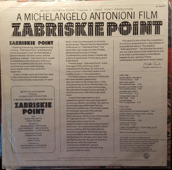 Release: Zabriskie Point (Original Motion Picture Soundtrack)-Vinyl-US-1970-SE 4668 ST-13931585