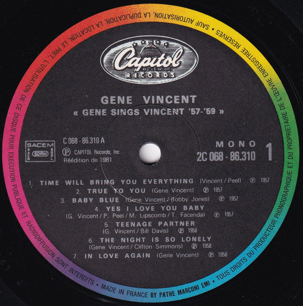 Master Release: Gene Sings Vincent '57-'59 by Gene Vincent & His Blue Caps