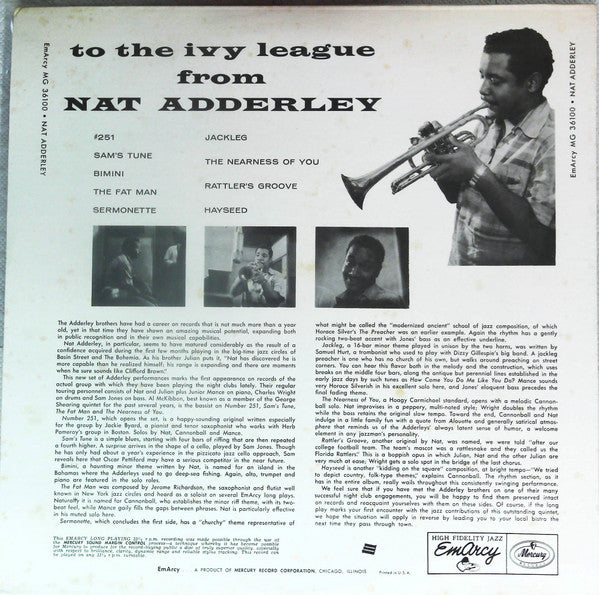 Master Release: To The Ivy League From Nat by Nat Adderley