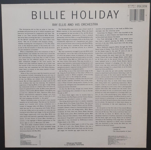 Release: Billie Holiday -Vinyl-France-None-817 802-1-14906306