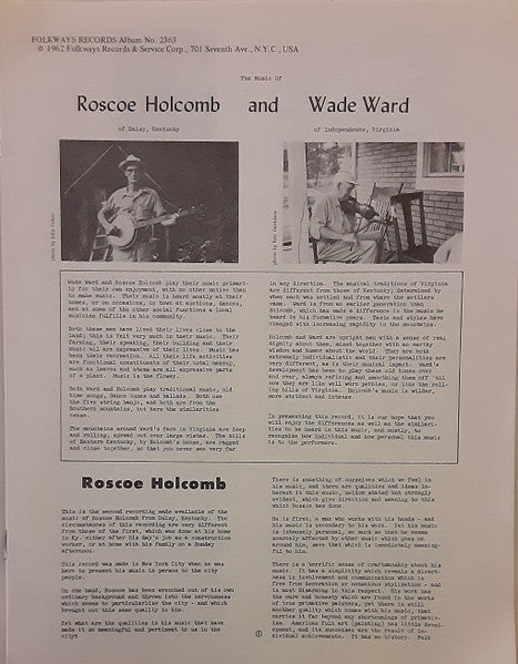 The Music Of Roscoe Holcomb & Wade Ward