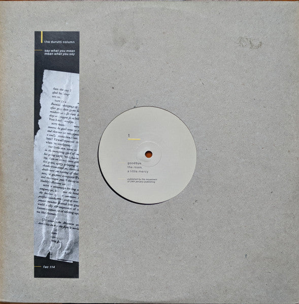 Master Release: Say What You Mean, Mean What You Say by The Durutti Column
