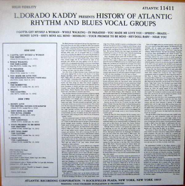 Release: L. Dorado Kaddy Presents History Of Atlantic Rhythm And Blues Vocal Groups-Vinyl-Japan-1983-P-11411-15883232