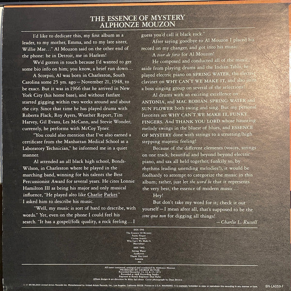 Master Release: The Essence Of Mystery by Alphonse Mouzon