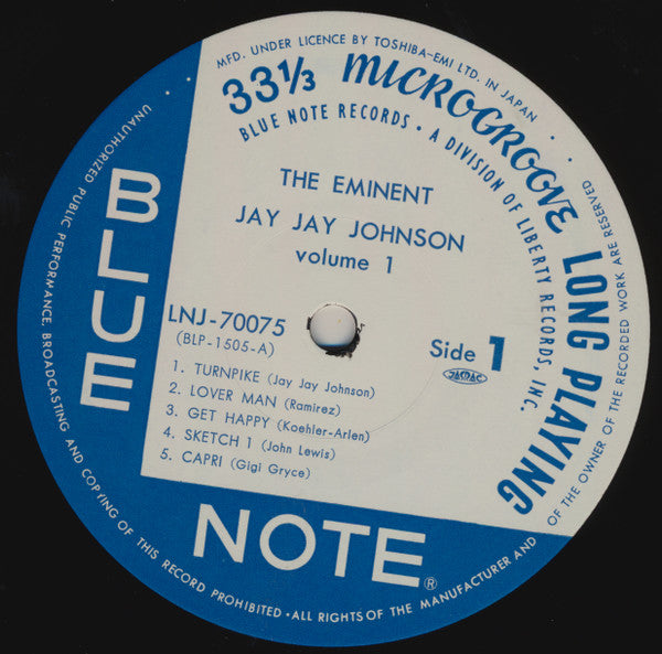 Release: The Eminent Jay Jay Johnson Volume 1-Vinyl-Japan-1976-LNJ-70075-11833471