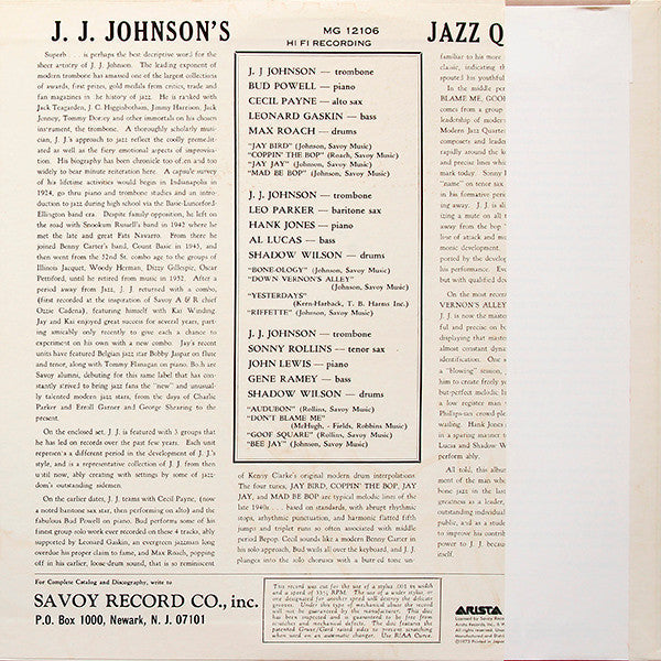 Master Release: J.J. Johnson's Jazz Quintets by J.J. Johnson