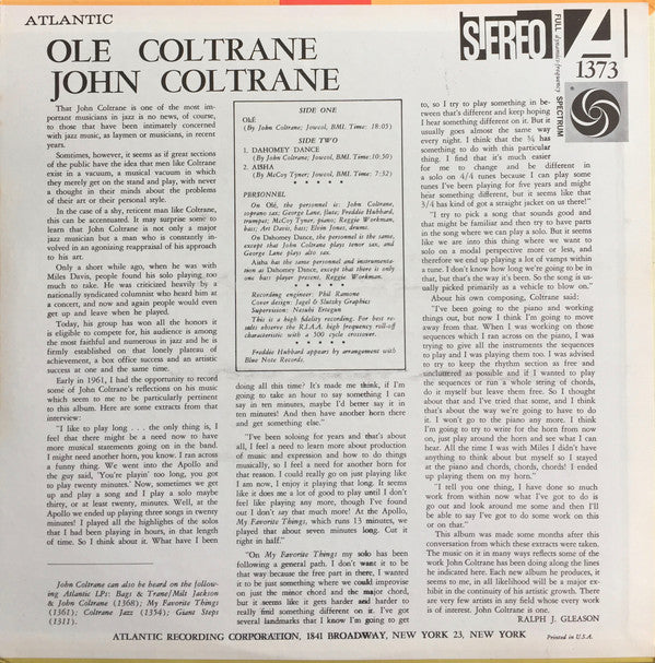 Release: Olé Coltrane-Vinyl-US-None-SD 1373-12085180
