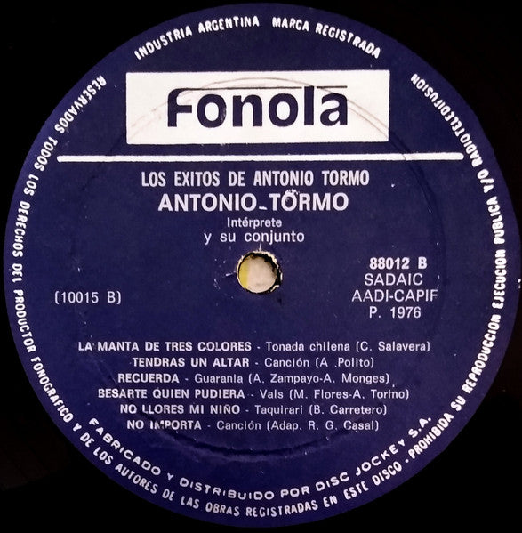 Los Exitos De Antonio Tormo Y Su Conjunto
