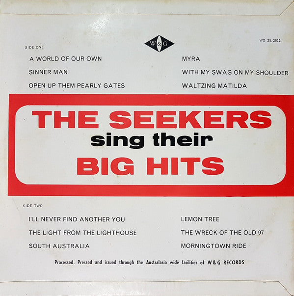 Release: The Seekers Sing Their Big Hits-Vinyl-Australia-1965-WG-25⸍2512, WG 25/2512-11040326