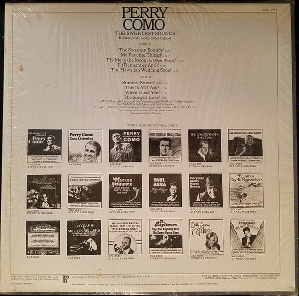Master Release: The Sweetest Sounds by Perry Como