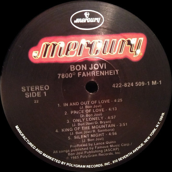 Release: 7800° Fahrenheit-Vinyl-US-1985-824 509-1 M-1, 422-824 509-1 M-1-11705031