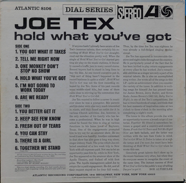 Release: Hold What You've Got-Vinyl-US-1965-SD 8106, 8106-10997237