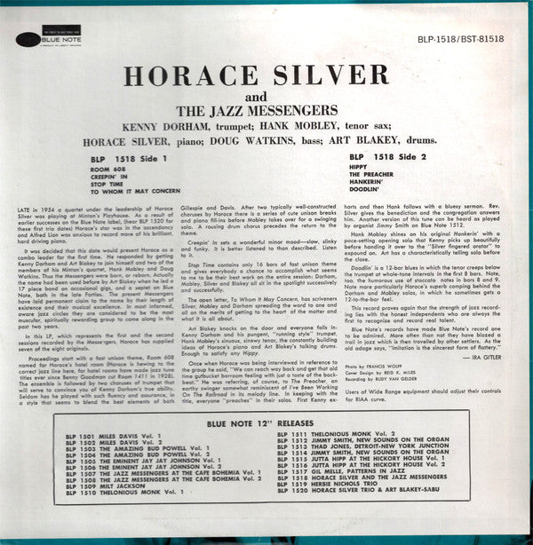 Release: Horace Silver And The Jazz Messengers-Vinyl-US-1973-BST 81518, BLP 1518, BST-81518, BLP-1518-7514190