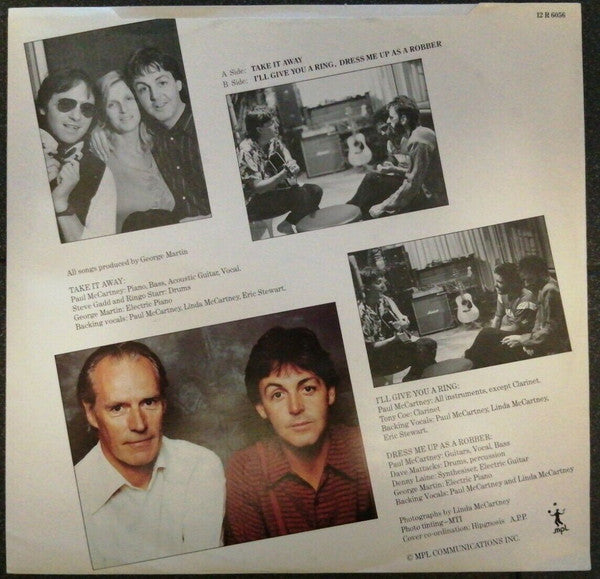 Release: Take It Away-Vinyl-UK-1982-12 R 6056, 12 R 6056-1605474