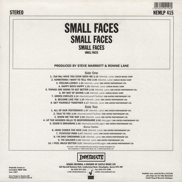 Release: Small Faces-Vinyl, Vinyl-UK-1999-NEMLP 415, none-4243387
