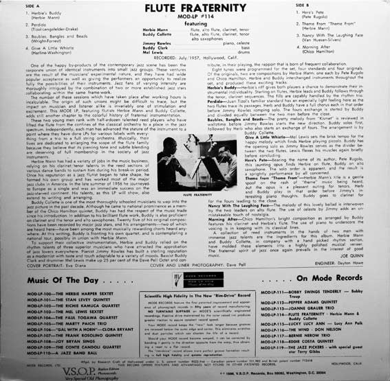 Release: Flute Fraternity-Vinyl-US-1986-V.S.O.P. 38, MOD-LP 114-5094551