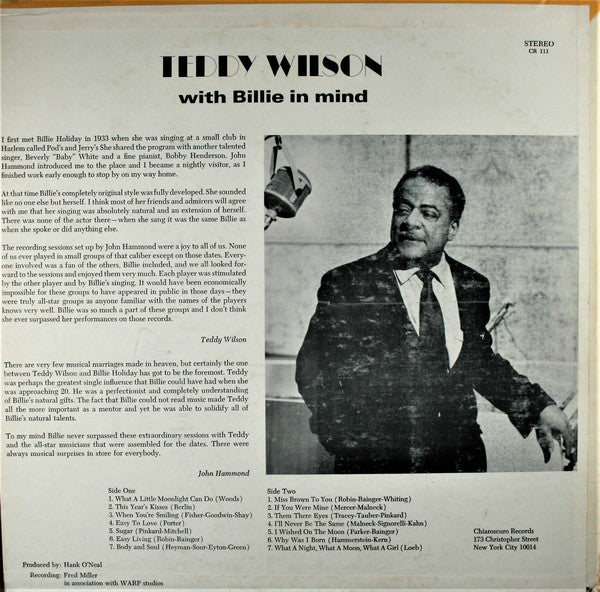 Release: With Billie In Mind-Vinyl-US-1972-CR 111, CR-111-6581702