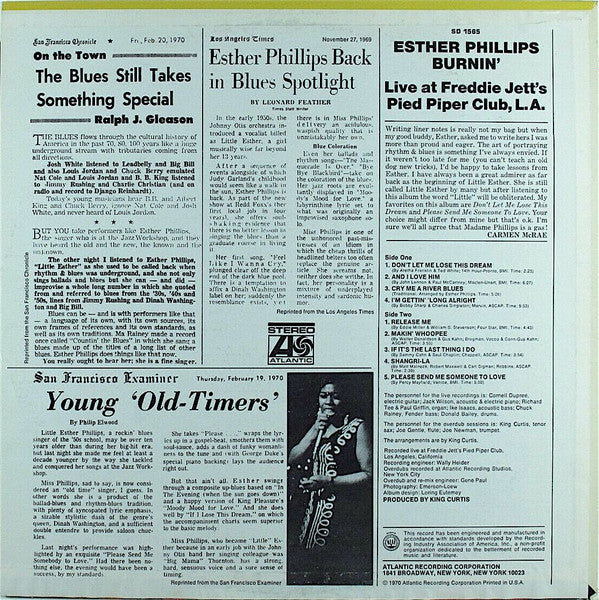 Release: Burnin' (Live At Freddie Jett's Pied Piper, L.A.)-Vinyl-US-1970-SD 1565-2163209