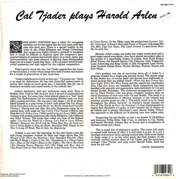 Master Release: Cal Tjader Plays Harold Arlen by Cal Tjader